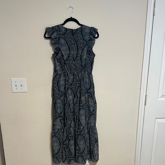J. Crew Blue and Gray Ruffled Tiered Midi Dress - Picture 4 of 6